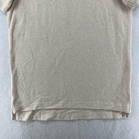 Chaps Ralph Lauren Polo Shirt Men's Sz S Oatmeal Cream High Low Hem Short Sleeve - Picture 7 of 13